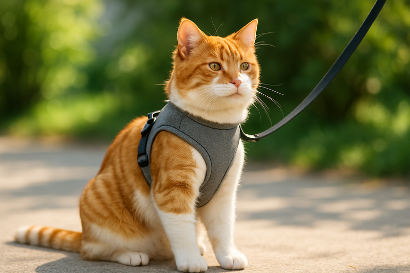 Set med Halsband/Sele & Koppel till Katten