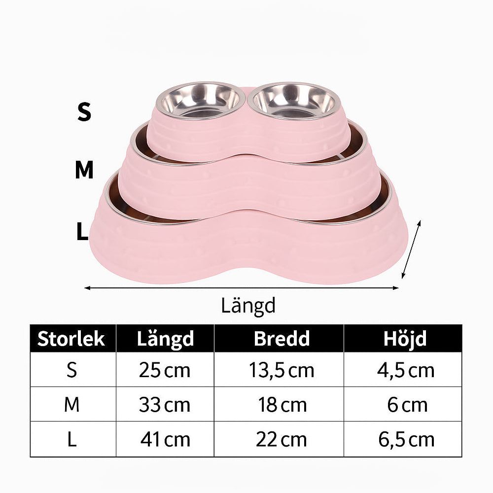 Dubbel Rostfri Matskål för Hund & Katt – Halkfri, Värmetålig & Hygienisk