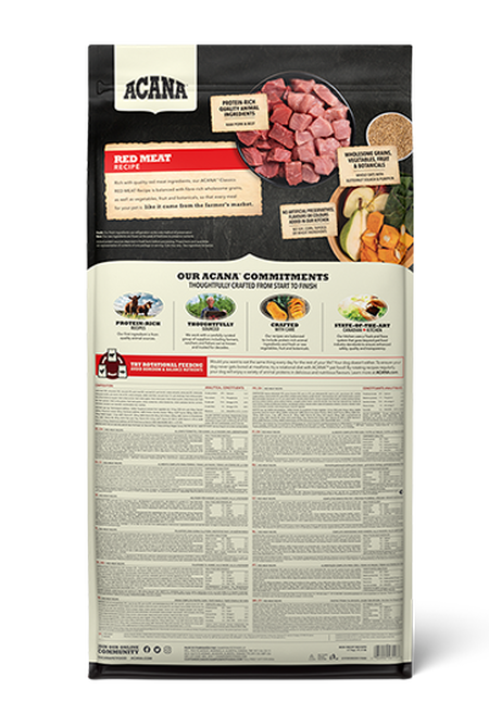 acana classics red meat hundfoder spannmålsfritt lamm nötkött gris