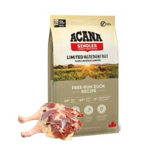 acana hundfoder singles frigående anka hög kötthalt känslig mage