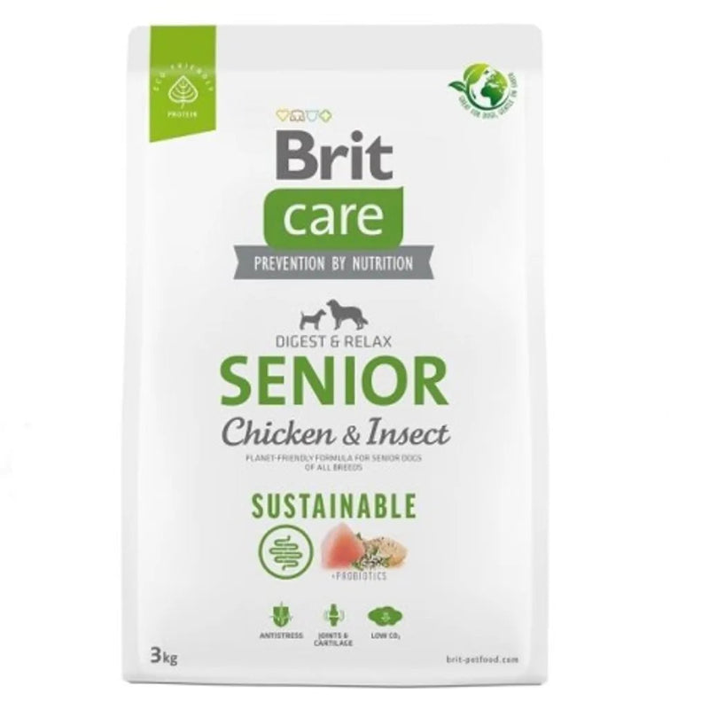 brit care dog sustainable senior kyckling insekter 1 kg, 3 kg, 12 kg seniorfoder glutenfritt