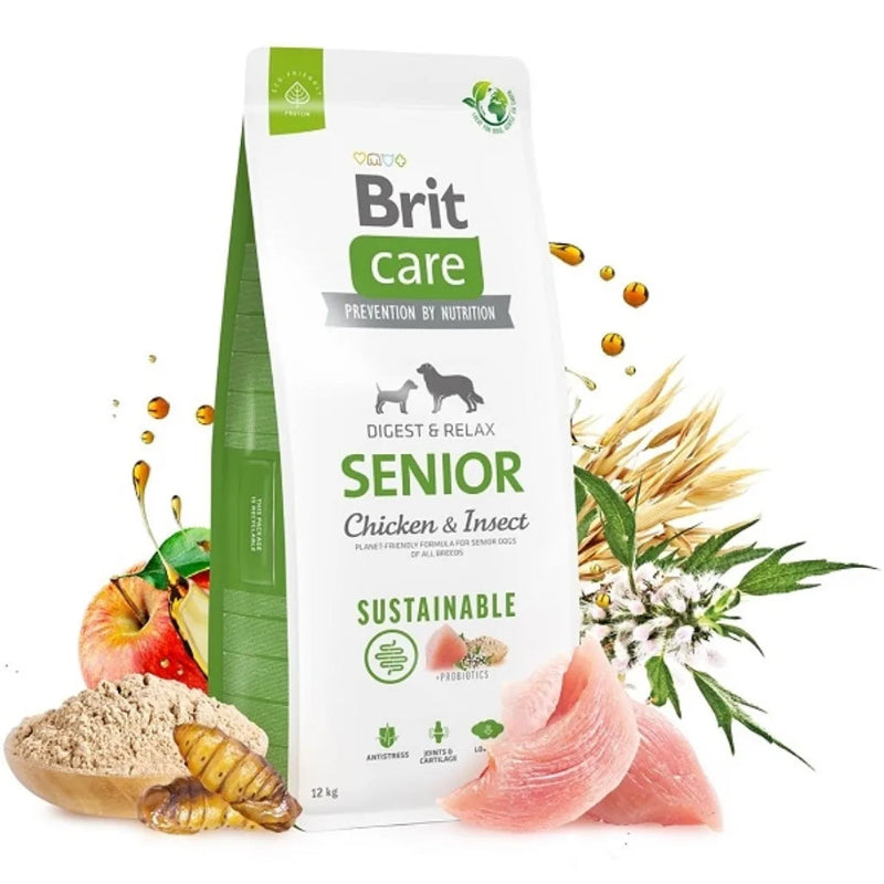 brit care dog sustainable senior kyckling insekter 1 kg, 3 kg, 12 kg seniorfoder glutenfritt