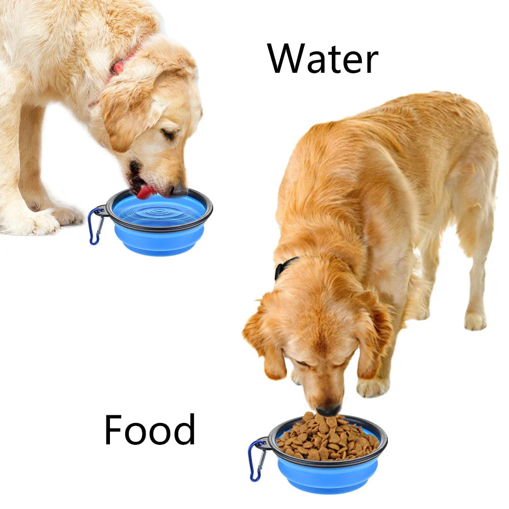 Collapsible Silicone Pet Bowl for Food & Water with Carabiner – Portable & Folding