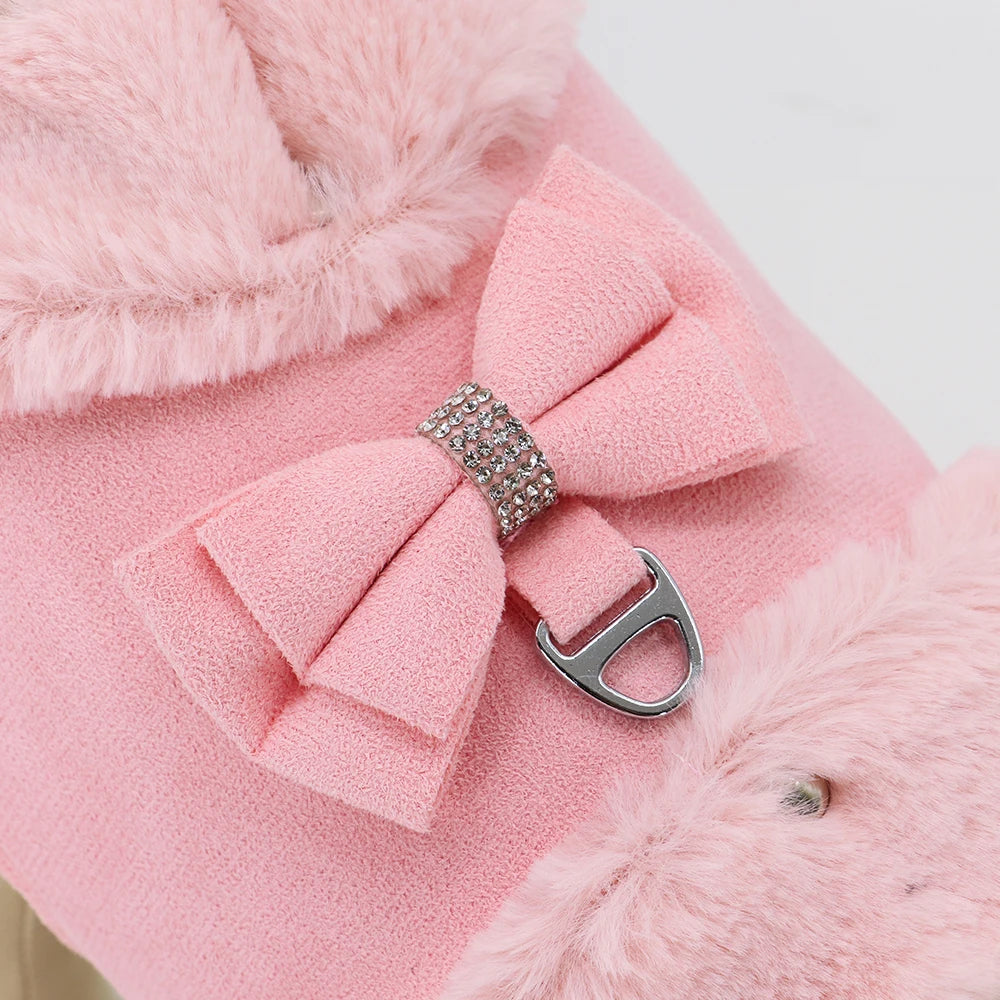 Vintersele i Bomull med Rosett och Koppel för Små Hundar och Katter