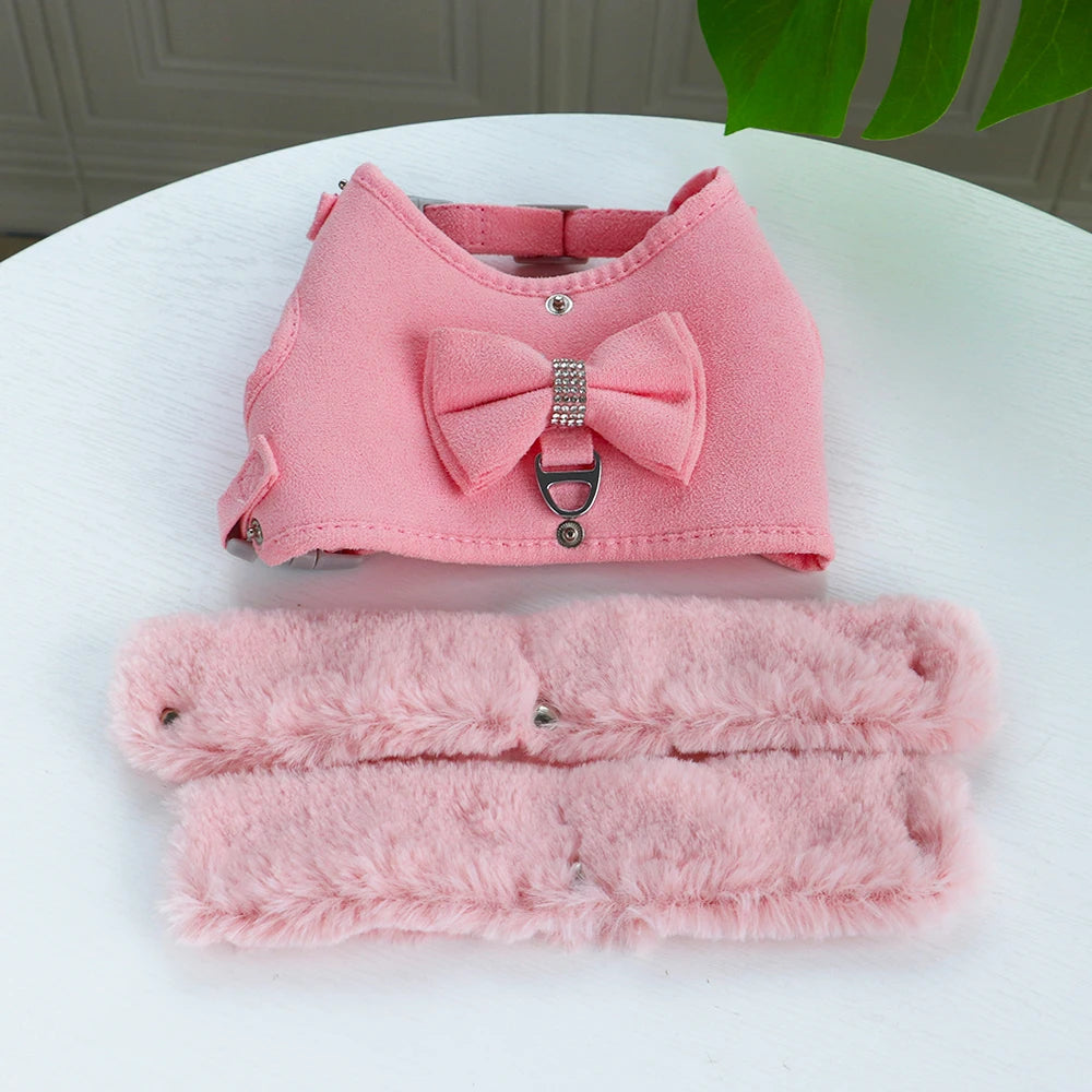 Vintersele i Bomull med Rosett och Koppel för Små Hundar och Katter