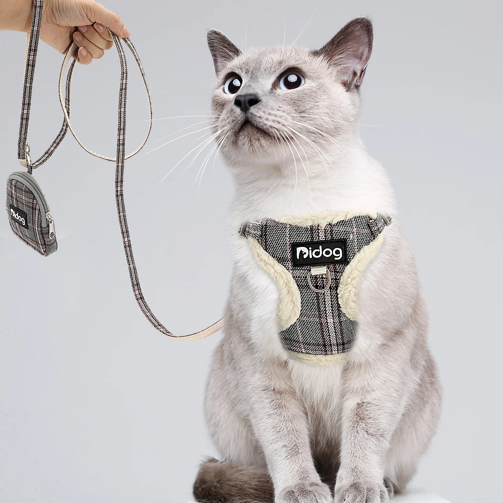 Varm Vadderad Sele med Koppel och Godispåse för Hund och Katt