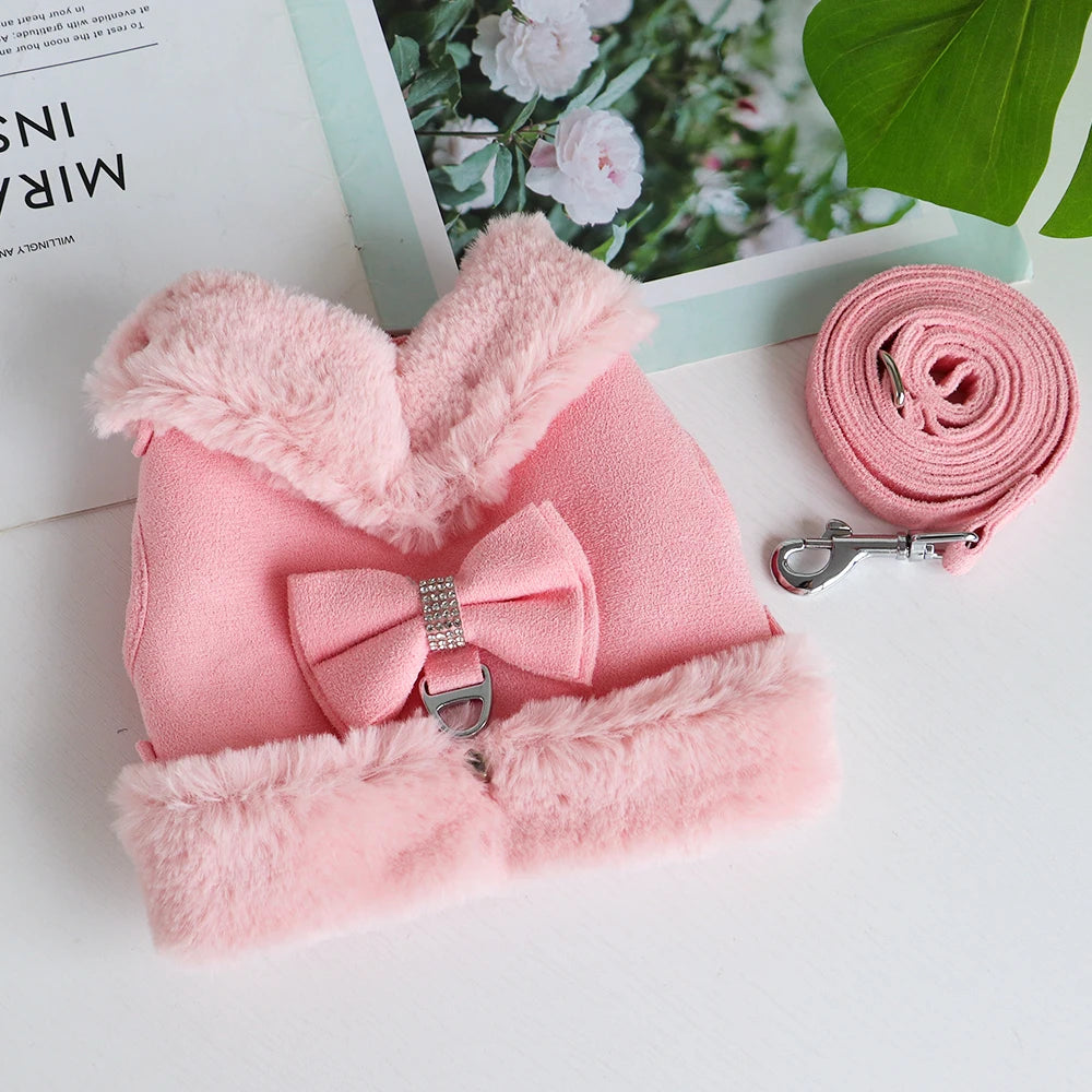 Vintersele i Bomull med Rosett och Koppel för Små Hundar och Katter