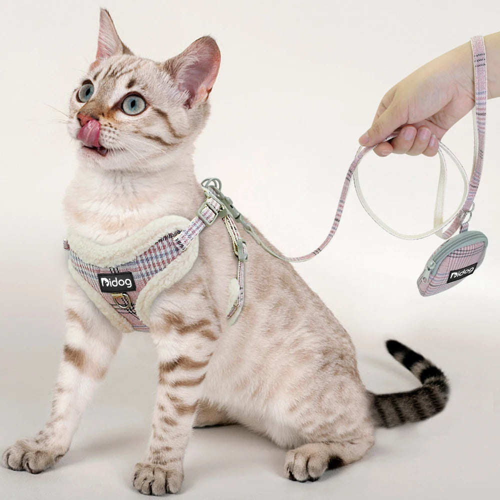 Varm Vadderad Sele med Koppel och Godispåse för Hund och Katt