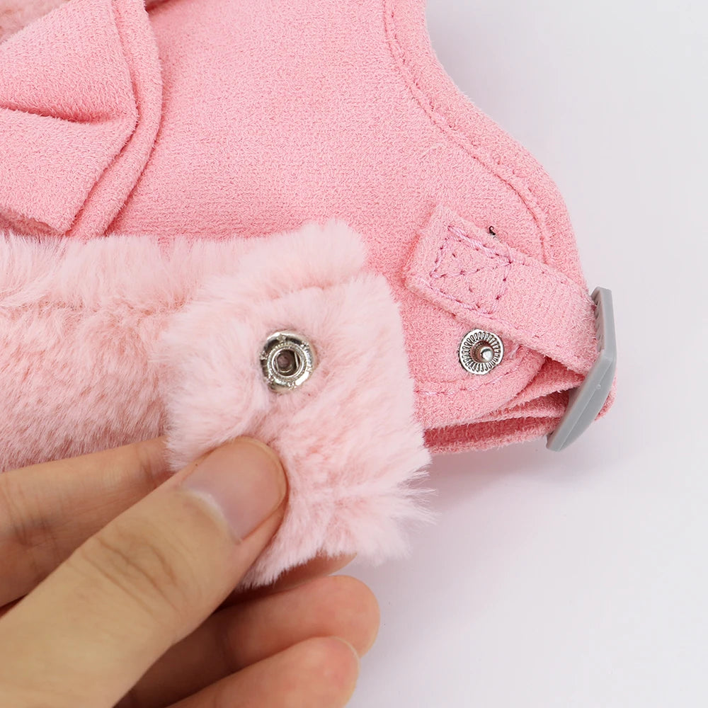 Vintersele i Bomull med Rosett och Koppel för Små Hundar och Katter