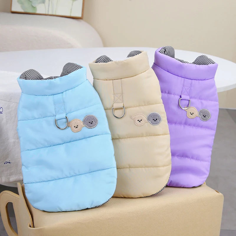 Varm Vinterjacka med D-Ring – Mjuk & Praktisk för Små till Medelstora Hundar och Katter