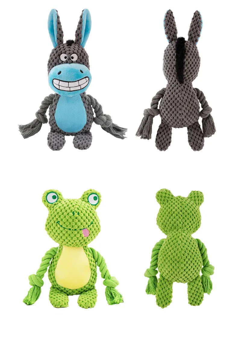 Pipleksak i Plysch för Hund – Mjuk, Tålig & Ljudaktiv Tuggleksak med Djurmotiv