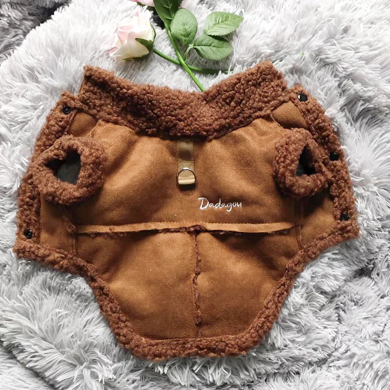 Vinterjacka i Brittisk Stil med D-Ring – Mjuk Fleeceväst för Små till Medelstora Hundar & Katter