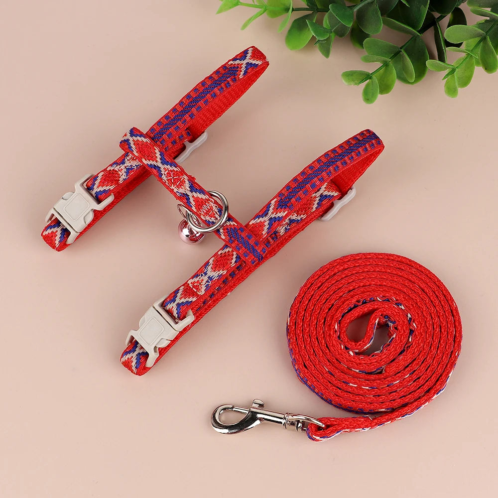 Justerbart Nylonsele med Koppel och Bjällra för Små Hundar och Katter