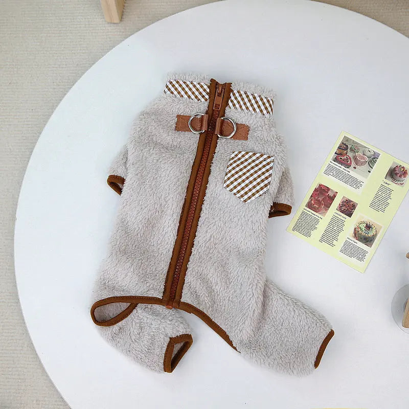 Mysig Flanelloverall för Hund & Katt – Varm Pyjamas för Kalla Dagar