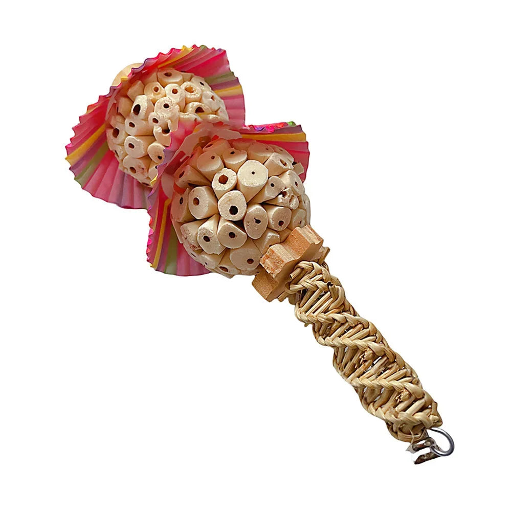 Fågel­leksak med Träklossar och Bjällra för Fågel