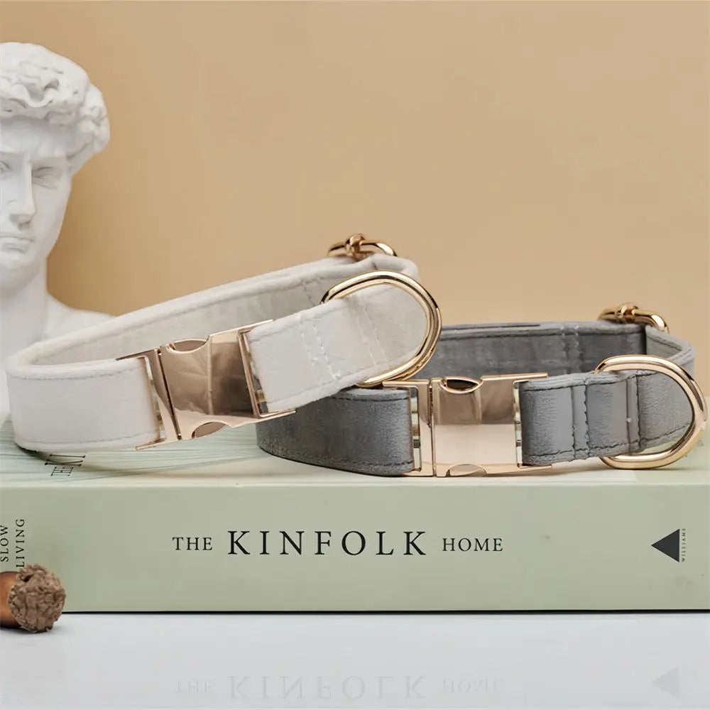 Elegant Sammetshalsband med Matchande Koppel – Stilfullt Set i Mjuka Färger