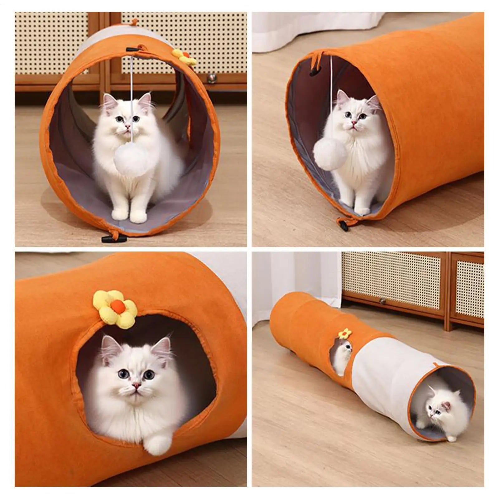 Kattunnel Hopfällbar med Flera Ingångar