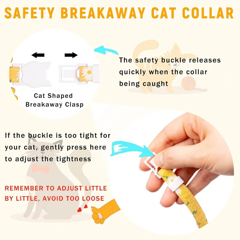 Katthalsband med Airtag-Hållare – Justerbart med Bjällra & Blomcharm