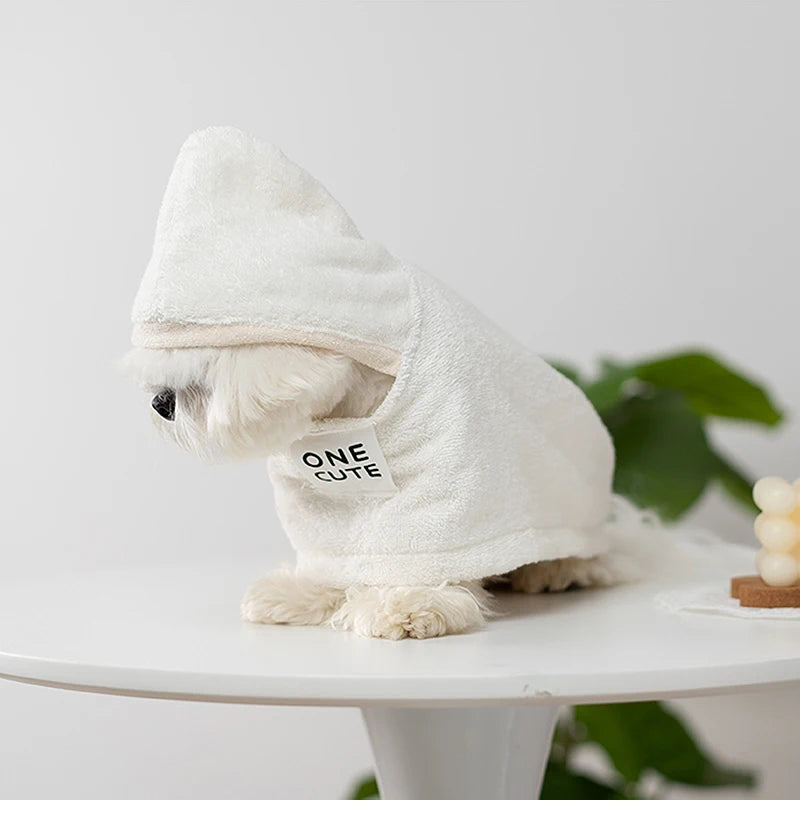 Mjuk Badrock för Hund och Katt i Bomull med Huva