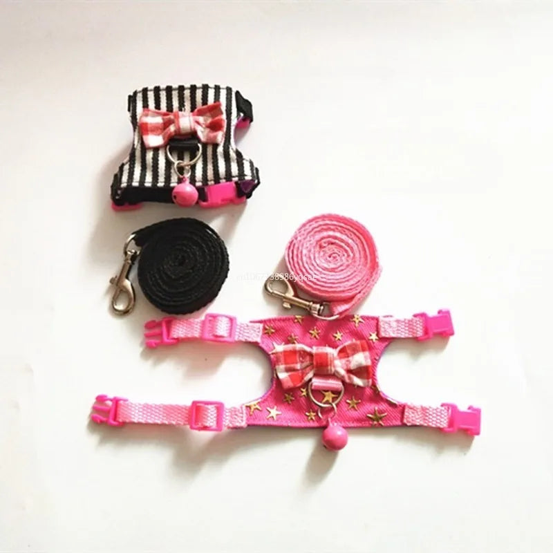 Liten Sele med Koppel och Rosett eller Vingar för Råtta och Smådjur