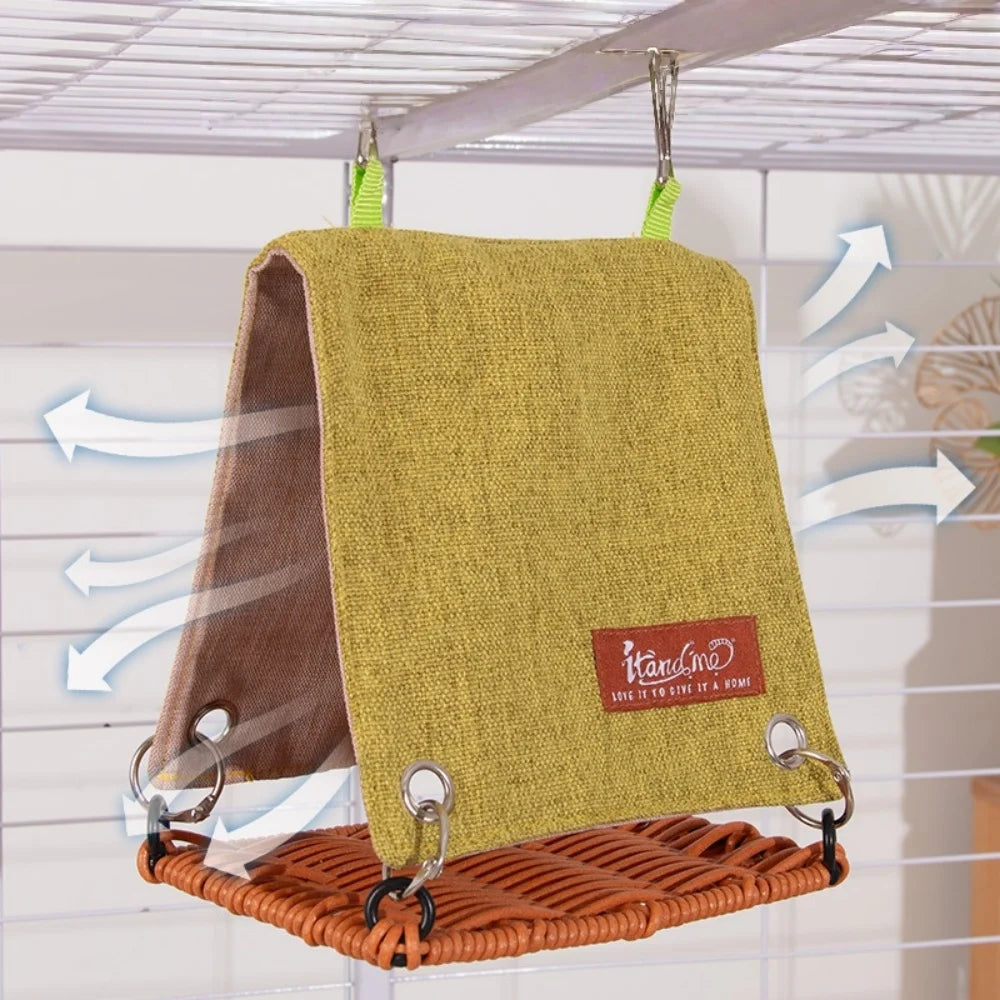 Hängande Fågelbo med Krok och Gunga i Slitstarkt Tyg