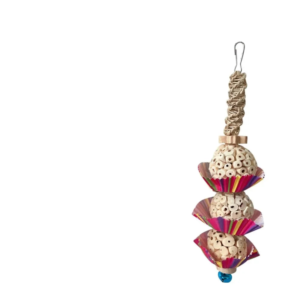 Fågel­leksak med Träklossar och Bjällra för Fågel