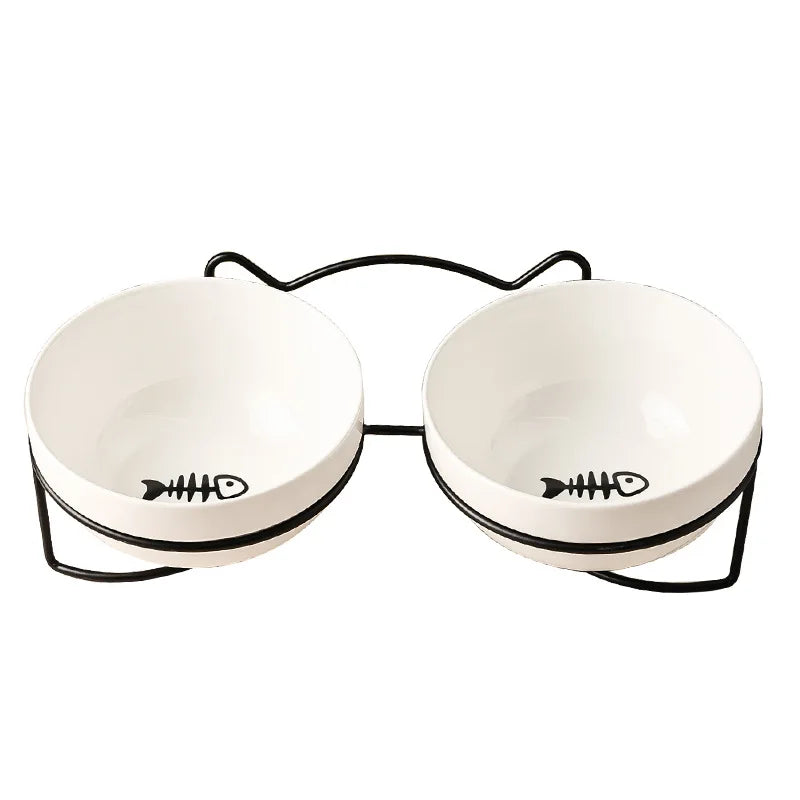 upphöjd keramisk matskål med ställ singel dubbel hund katt