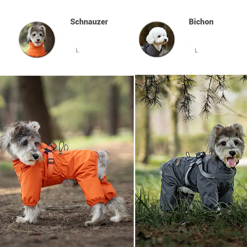 Vattentät Regnoverall med Sele – Fullkroppsskydd för Små Hundar