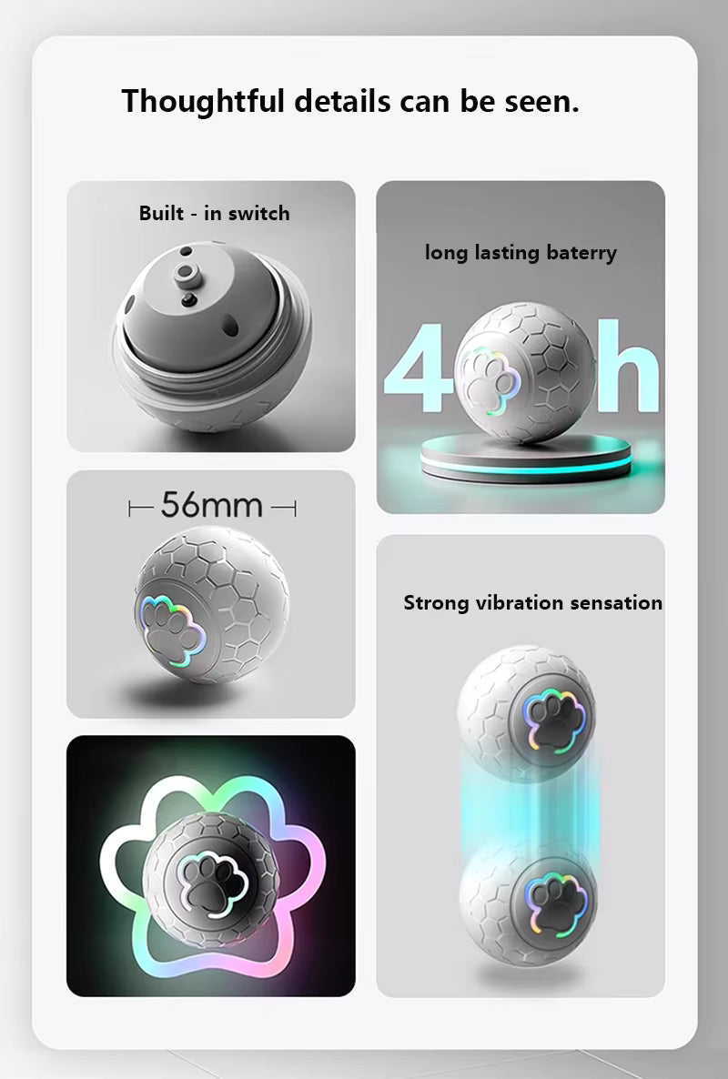 Smart Interaktiv Leksaksboll med LED – USB-Laddningsbar för Hund och Katt