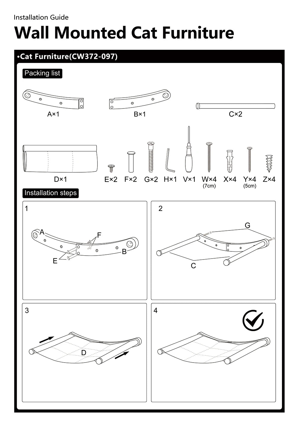 väggmonterad katthammock i trä mysig vila lek på höjd