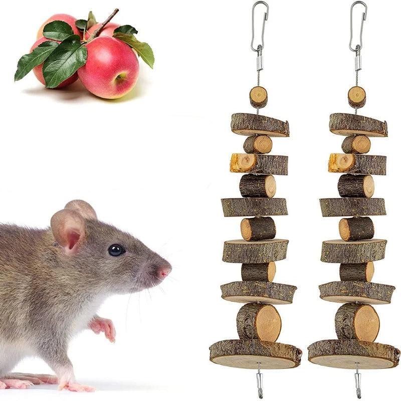 Naturlig Leksak i Äppelträ för Smådjur och Fågel – Hälsosam Tandvård