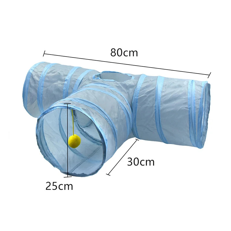 Kattunnel Grå 3-vägs Hopfällbar med Kik­hål