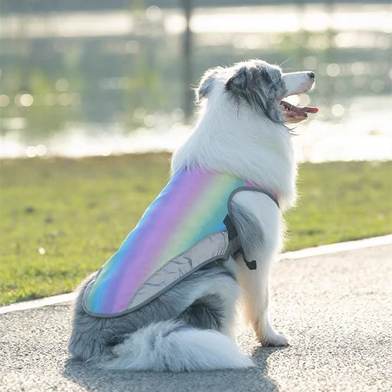 sommarväst snabb kyla hund regnbågsfärgad andningsbar väst