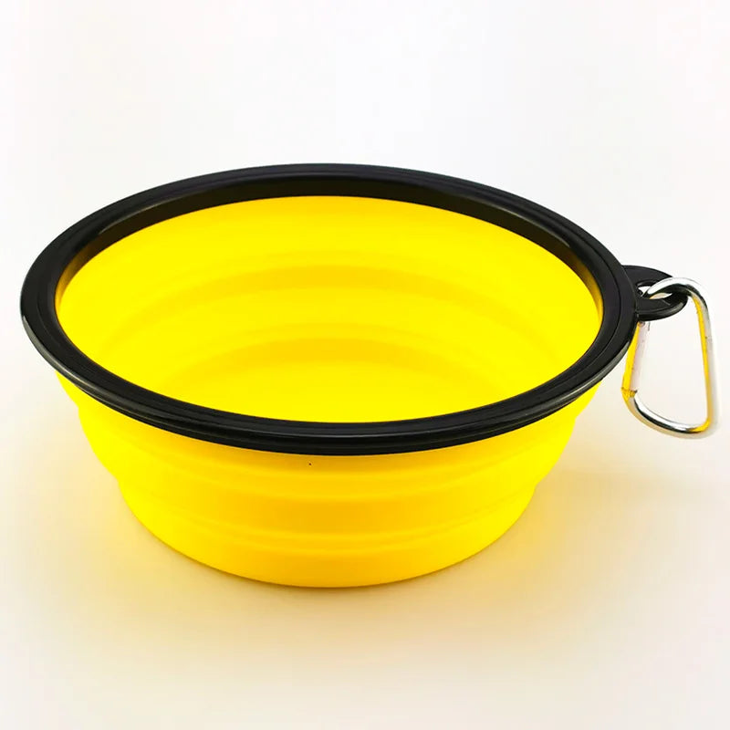 Collapsible Silicone Pet Bowl for Food & Water with Carabiner – Portable & Folding