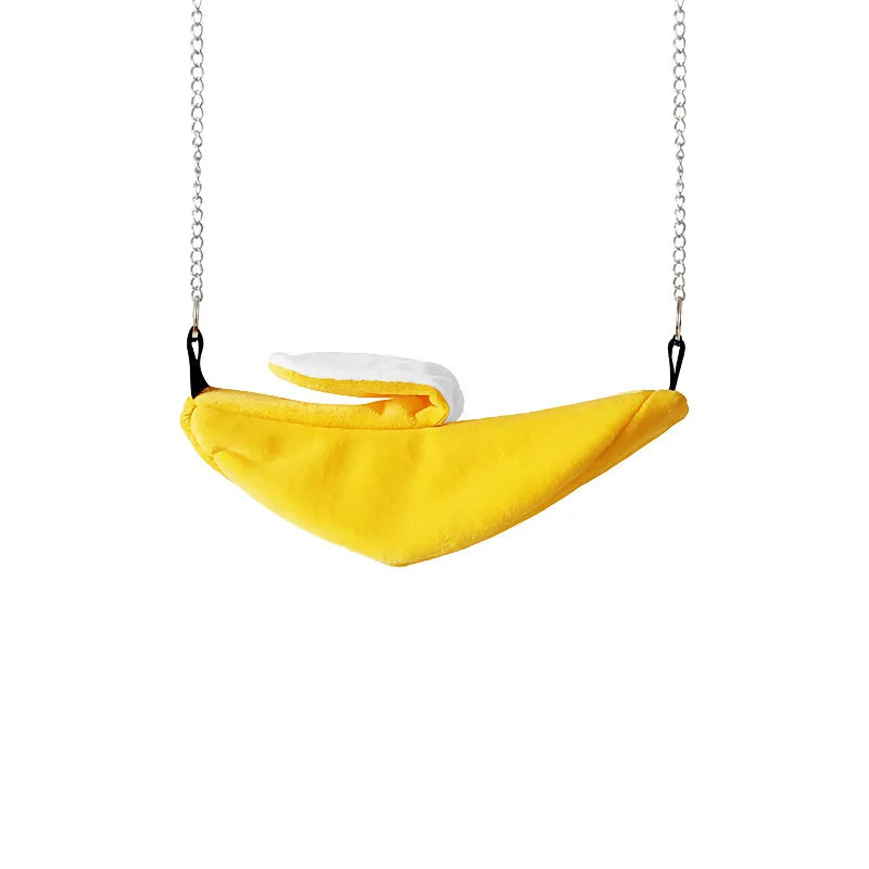 Bananformad Hängmatta i Plysch för Fågel och Smådjur