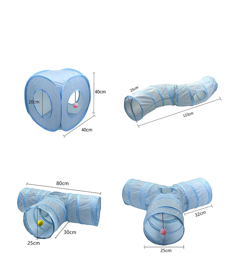Kattunnel Grå 3-vägs Hopfällbar med Kik­hål