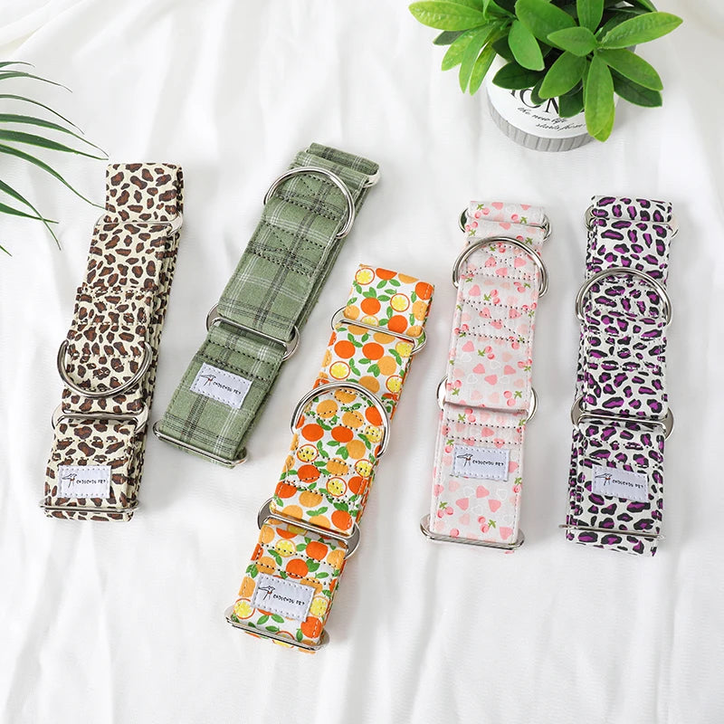 Justerbart Martingale Hundhalsband – Brett, Vadderat & Mönstrat i Bomull