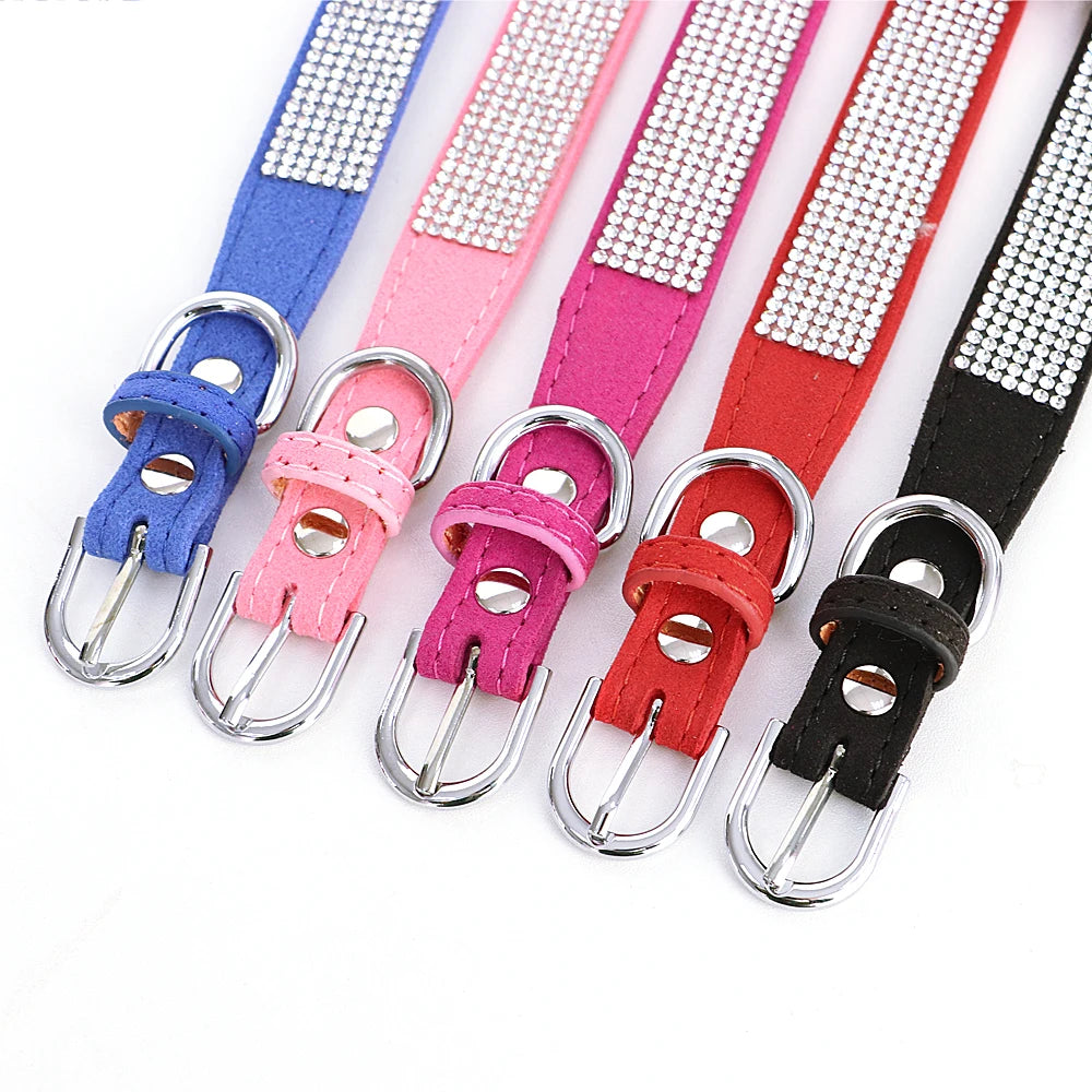 Glittrigt Halsband med Strass och Rosett för Små Hundar och Katter