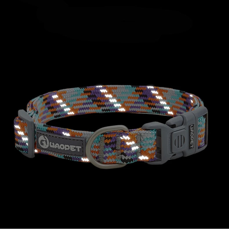 Justerbart Reflekterande Flätat Hundhalsband i Slitstark Nylon - för Medelstora till Stora Hundar
