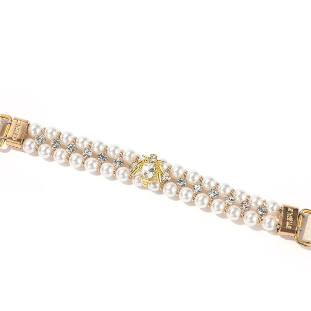 Justerbart Pärlhalsband för Hund och Katt – Lyxigt Smycke med Strass