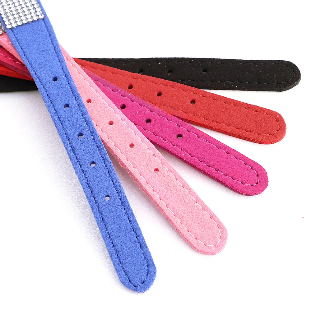 Glittrigt Halsband med Strass och Rosett för Små Hundar och Katter