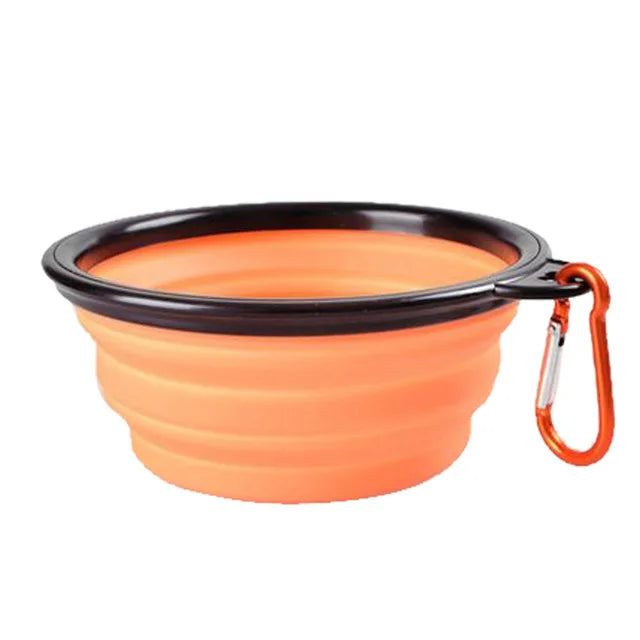 Collapsible Silicone Pet Bowl for Food & Water with Carabiner – Portable & Folding