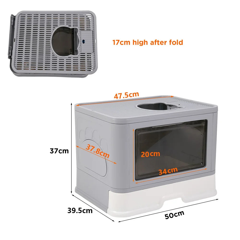 Stor Kattoalett med Lock, Toppingång samt Stor Sidoingång och Utdragbar Låda