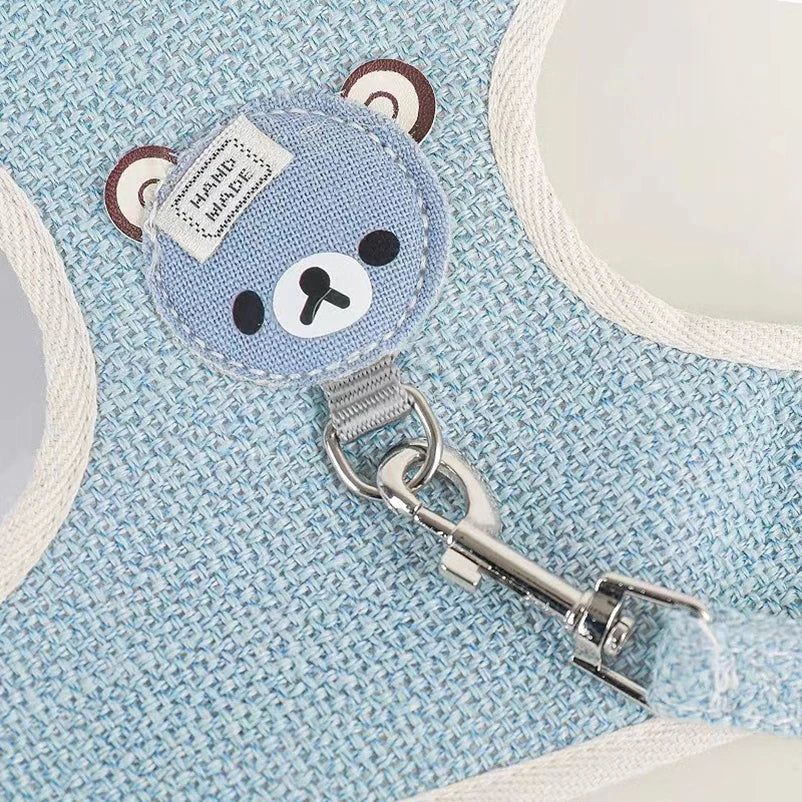 Söt Hundsele i Nalle-Stil med Matchande Koppel – För Små Hundar & Katte