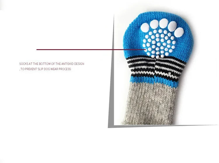 Hund- och Kattstrumpor 4-pack med Halkskydd och Söt Design
