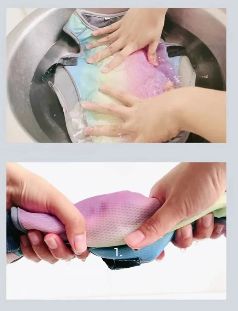 sommarväst snabb kyla hund regnbågsfärgad andningsbar väst