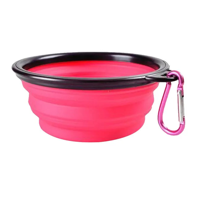 Collapsible Silicone Pet Bowl for Food & Water with Carabiner – Portable & Folding
