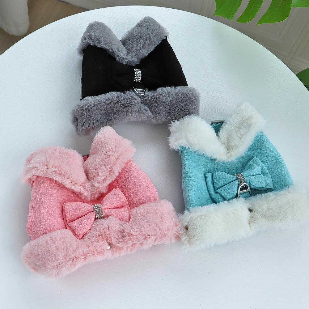 Vintersele i Bomull med Rosett och Koppel för Små Hundar och Katter