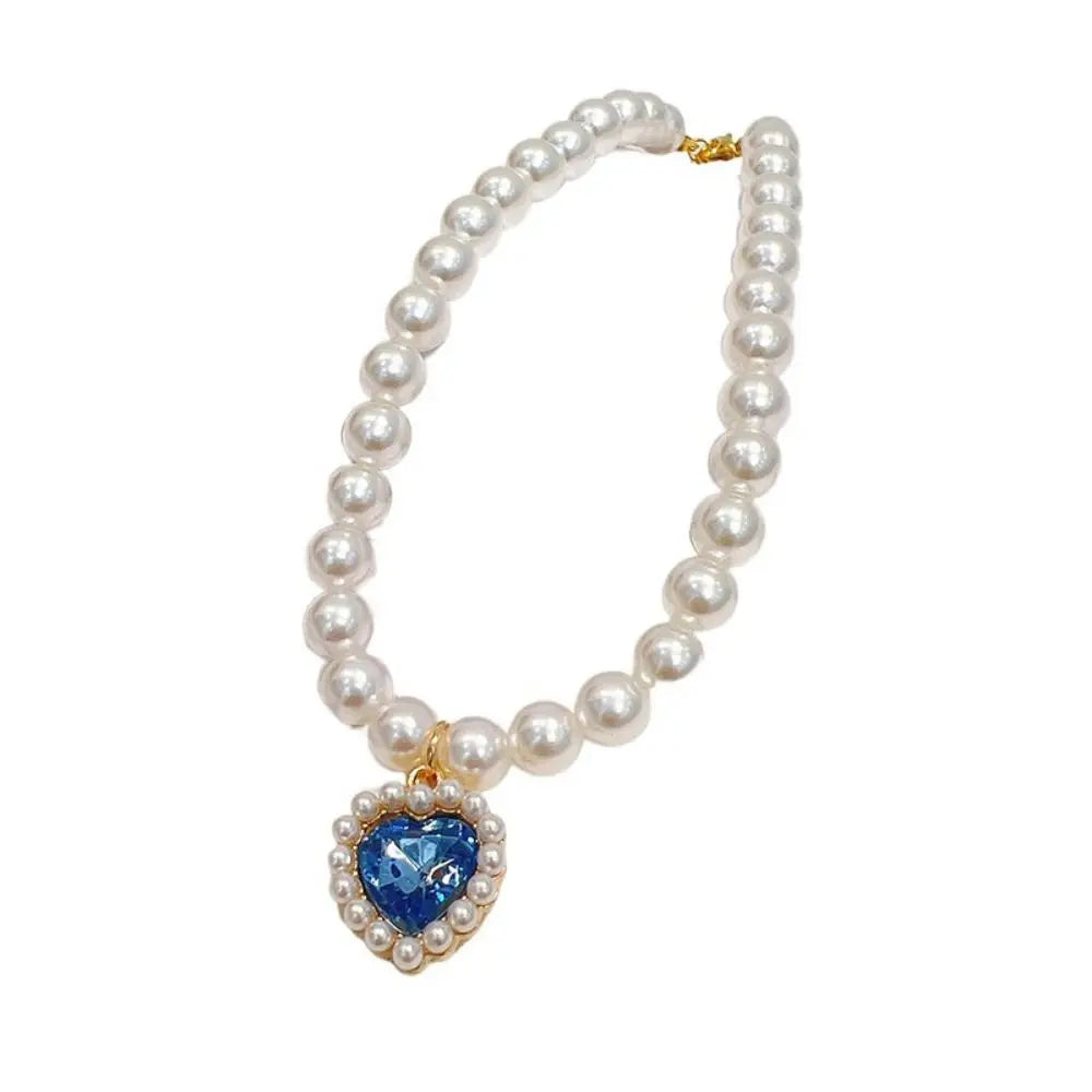 Justerbart Pärlhalsband för Hund och Katt – Färgglad Strass och Prinsessdesign