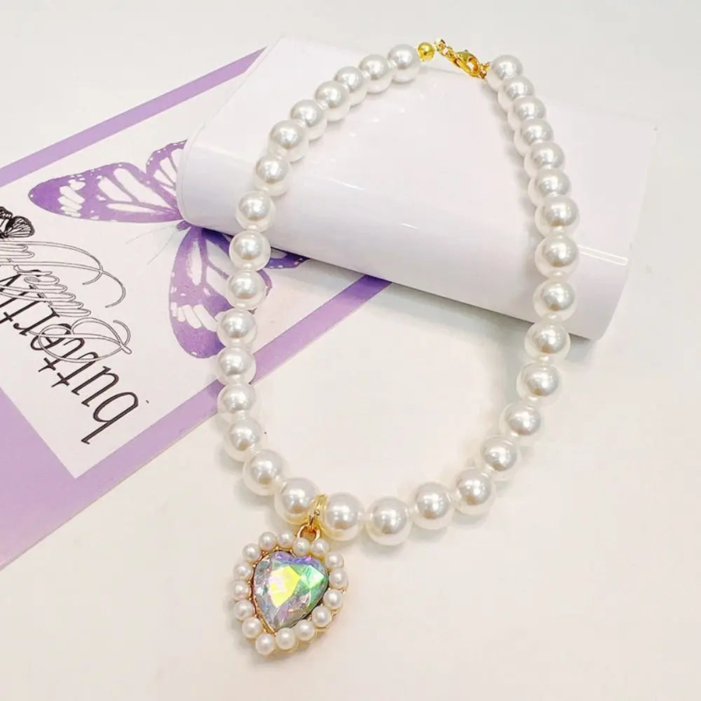 Justerbart Pärlhalsband för Hund och Katt – Färgglad Strass och Prinsessdesign